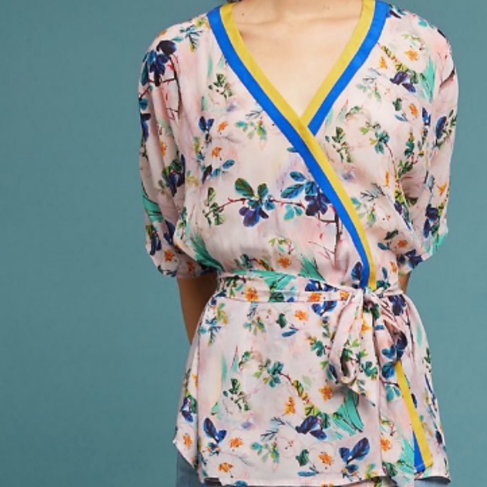 NWOT Anthropologie Sporty Floral Wrap Top
